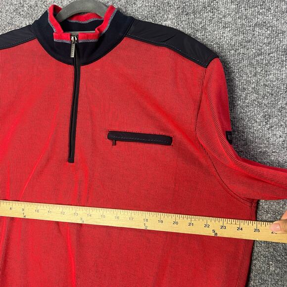 Bugatti Sweater Mens XXLarge Red Soft cotton Quarter Zip Long Sleeve LOGO - Picture 5 of 10